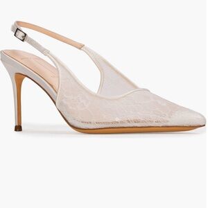 Elegant White Lace Slingback Heels